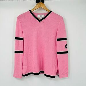 Vintage St. John Sport by Marie Gray V-Neck Pullover Sweater Womens Pink Small